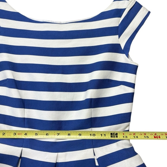 Kate Spade Dress Size 4 Blue Hyacinth Stripe Mariella Silk Blend Pleated EUC - Picture 8 of 11